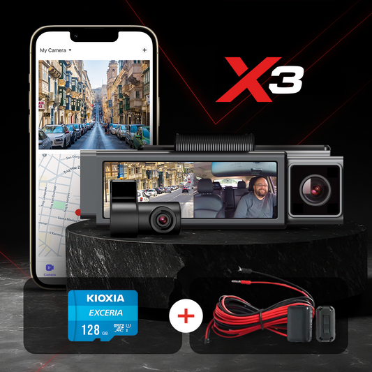 XTRAS | X3 4k TRIPLE CAR DASHCAM BUNDLE - FRONT, CABIN & REAR